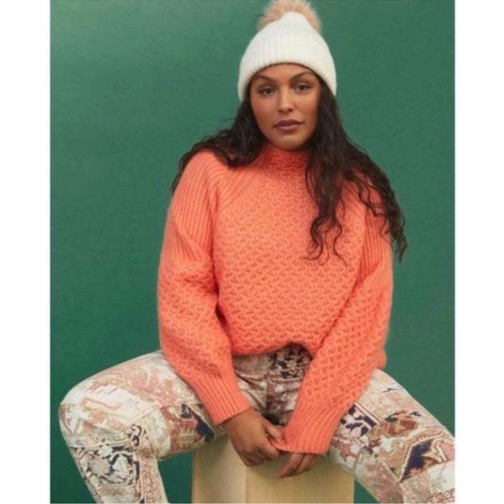 Anthropologie Vibrant Orange Turtleneck Sweater